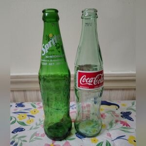 Mexican Sprite & Coca-Cola Glass Bottle Pair - Green and Clear